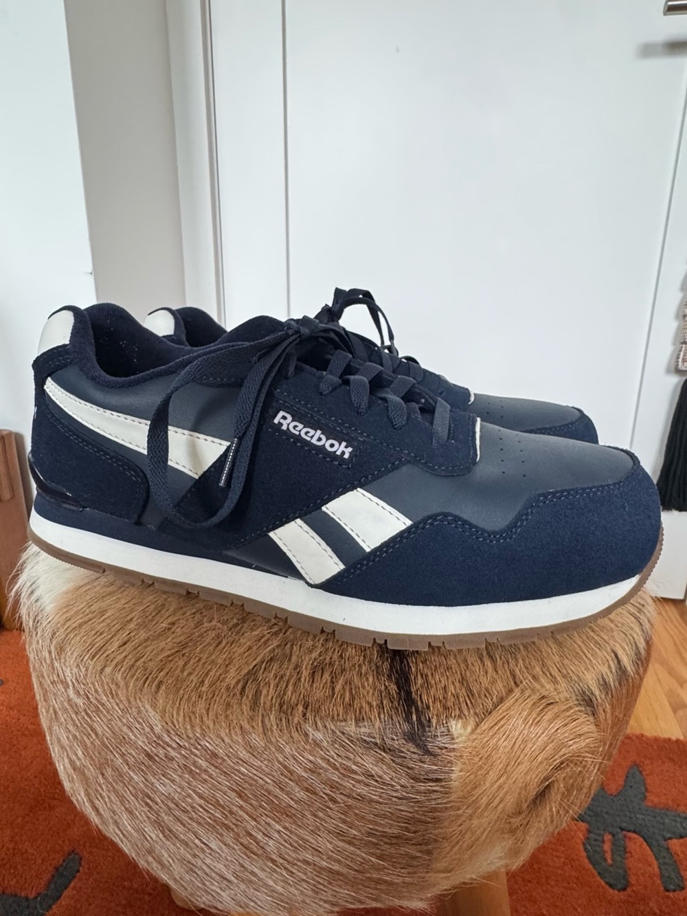 Reebok Work Sneakers Steel Toe Safety Shoes Navy Size 10.5